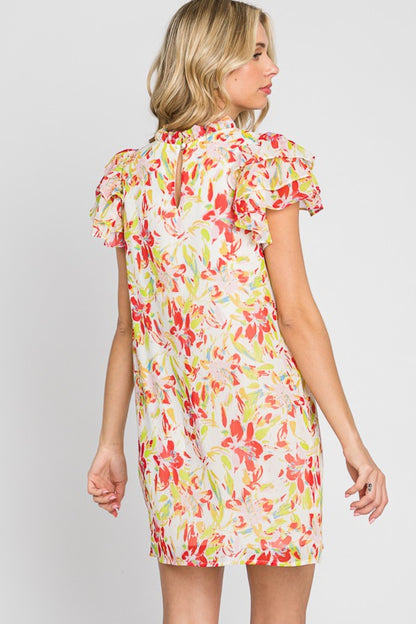 Floral Short Sleeve Mini Dress