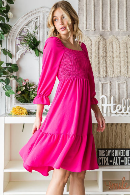 Smocked Ruffle Hem Dress