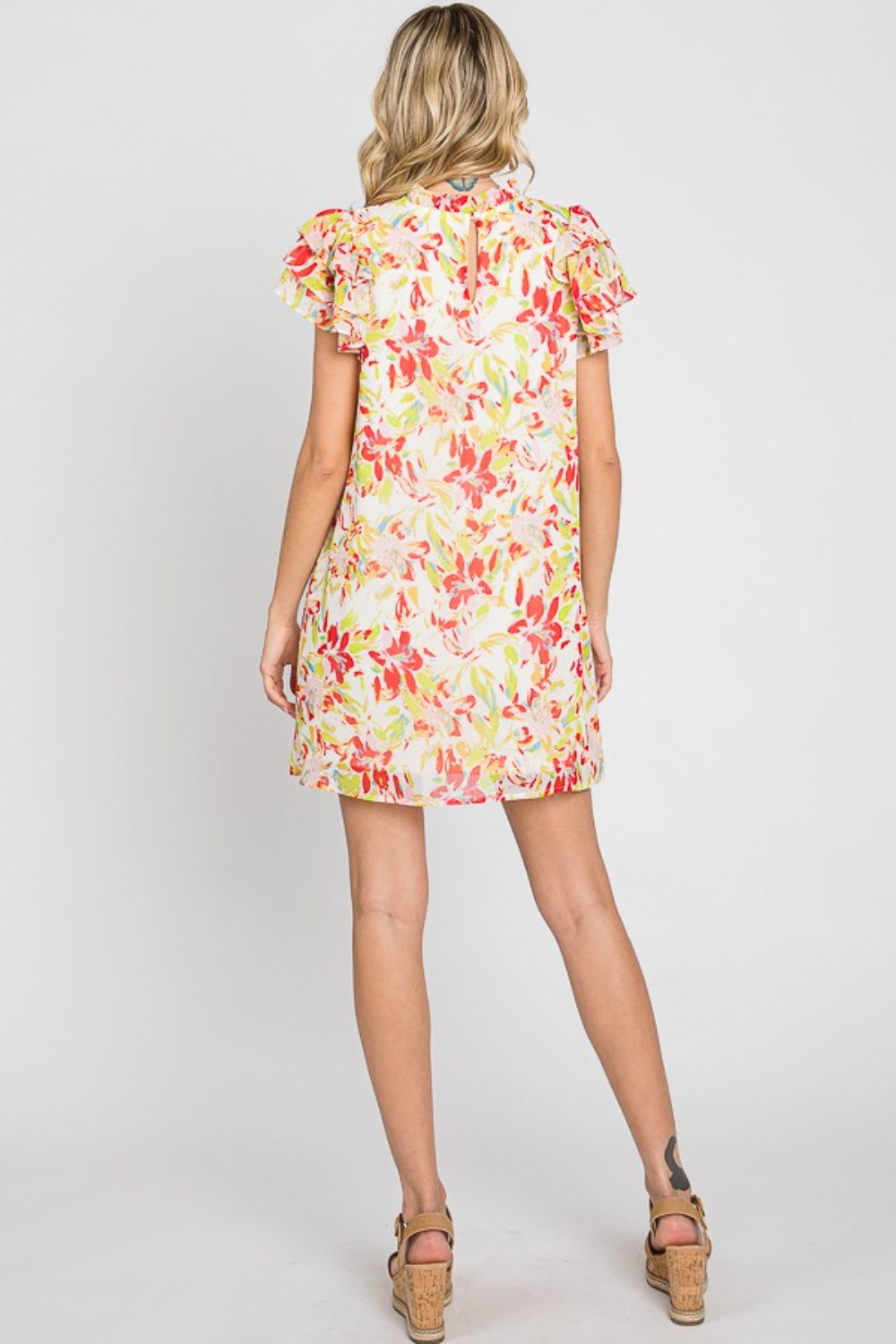 Floral Short Sleeve Mini Dress