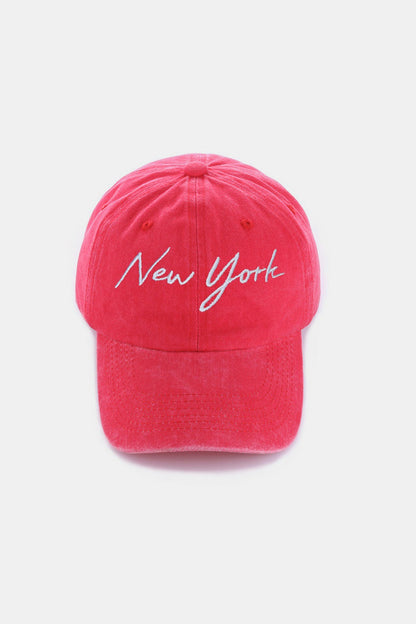 Washed Embroidered City Baseball Cap