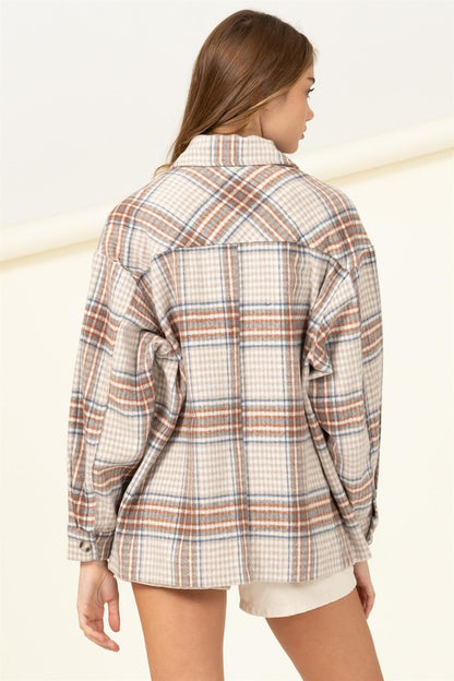 For Myself Checkered Print Button-Front Top