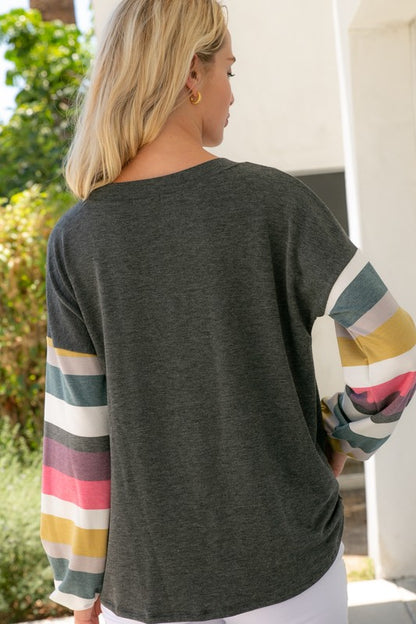 STRIPE SOLID MIXED TOP