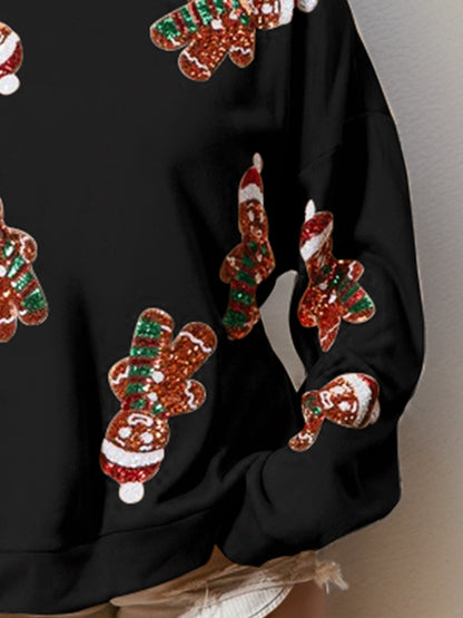 Sequin Gingerbread Man Long Sleeve Sweatshirt