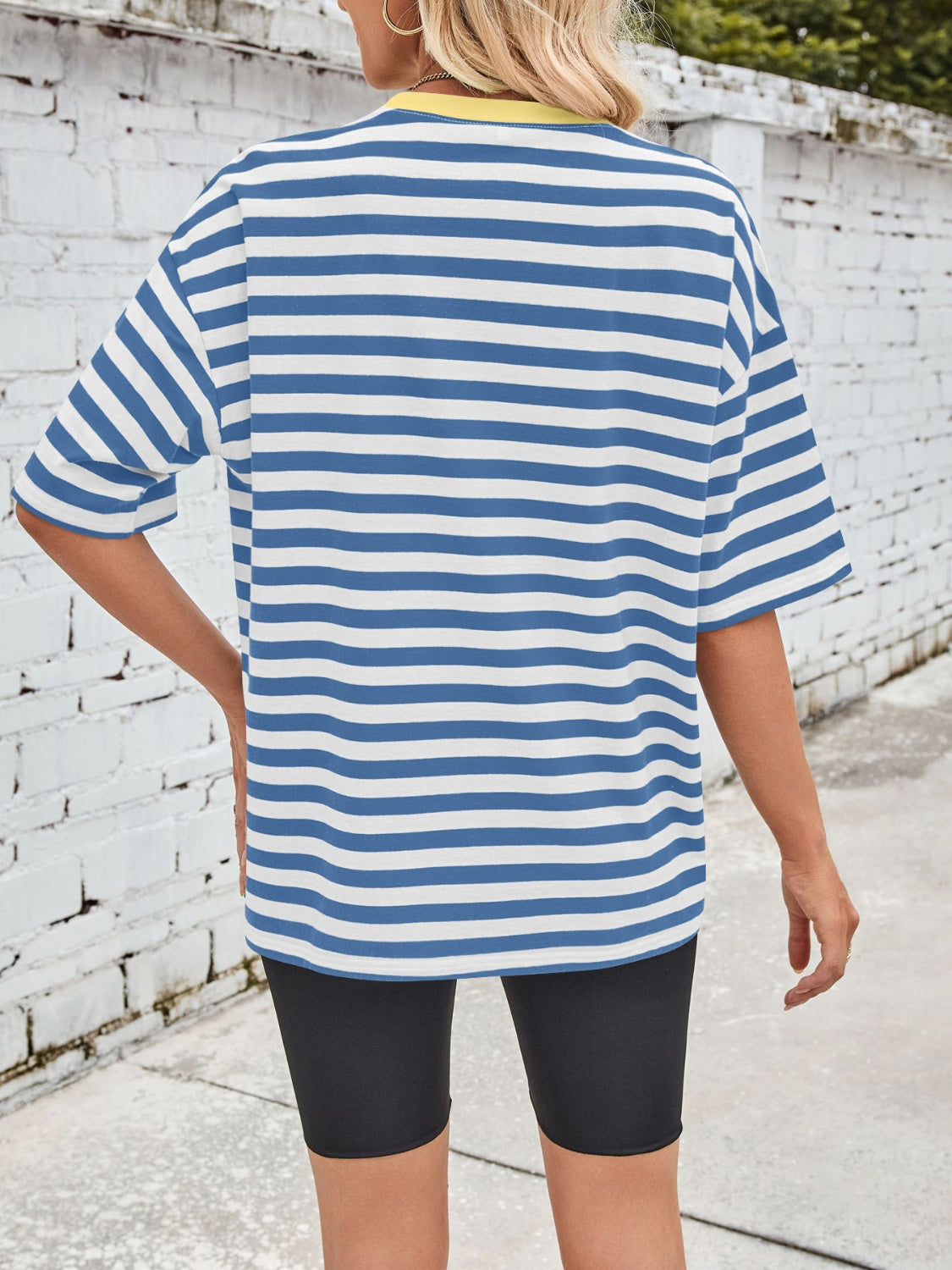 Striped Round Neck Half Sleeve T-Shirt