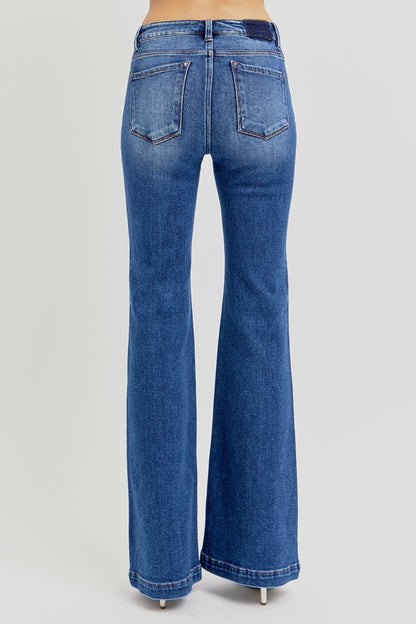 RISEN Low Rise Flare Jeans with Pockets