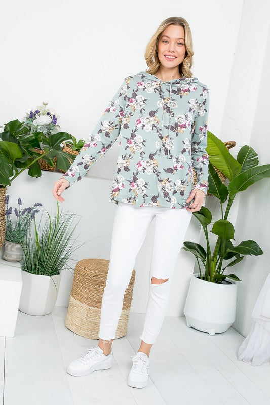 ALLOVER FLORAL SWEATSHIRT TOP