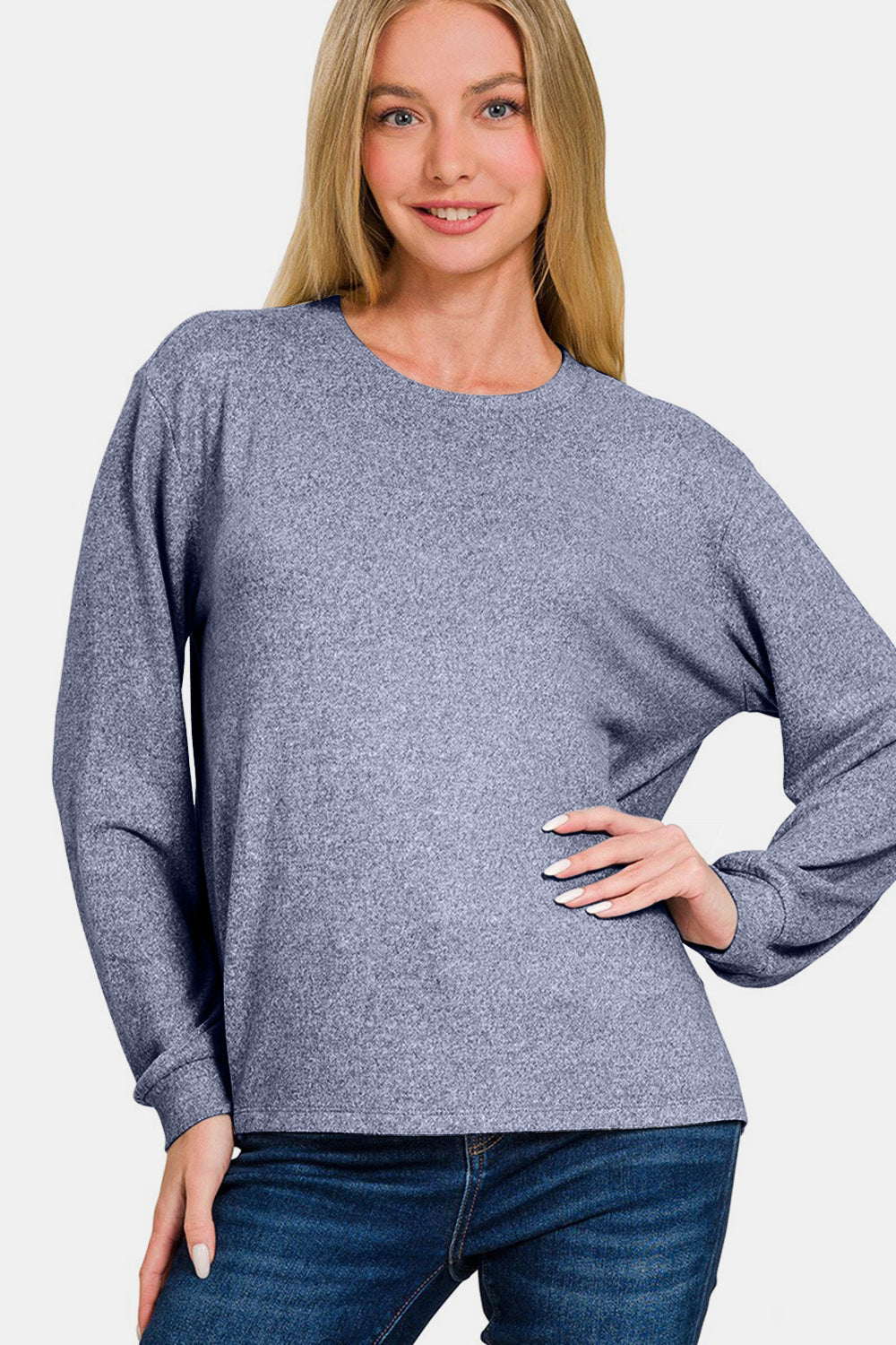 Hacci Round Neck Long Sleeve T-Shirt