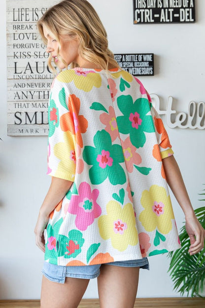 Floral Waffle Oversize T-Shirt