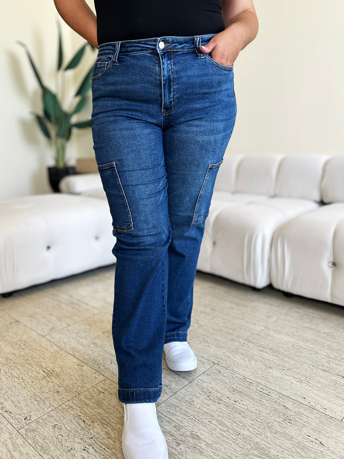 Judy Blue High Waist Straight Cargo Jeans