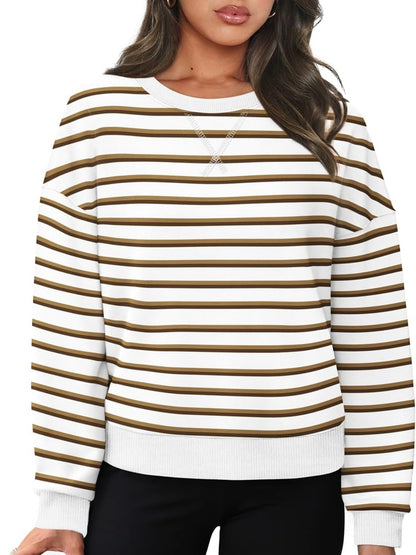 Striped Round Neck Long Sleeve Sweatshirt