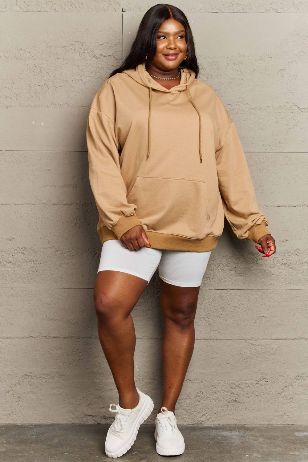 Long Sleeve Dropped Shoulder Hoodie