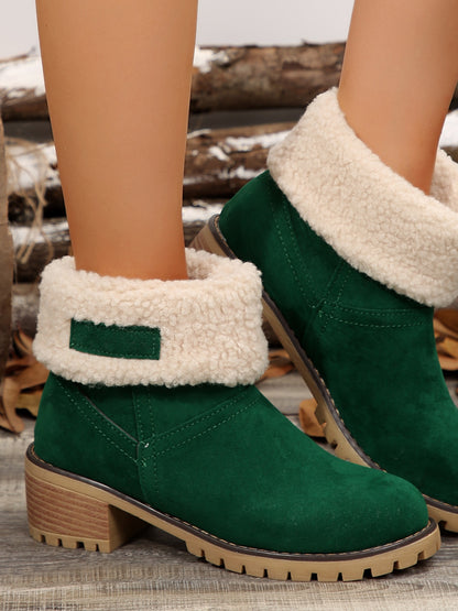 Thermal Fuzzy Block Heel Boots