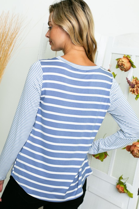 PLUS STRIPE LONG SLEEVE TOP