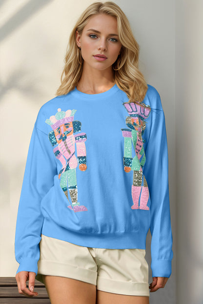 Sequin Nutcracker Long Sleeve Sweater