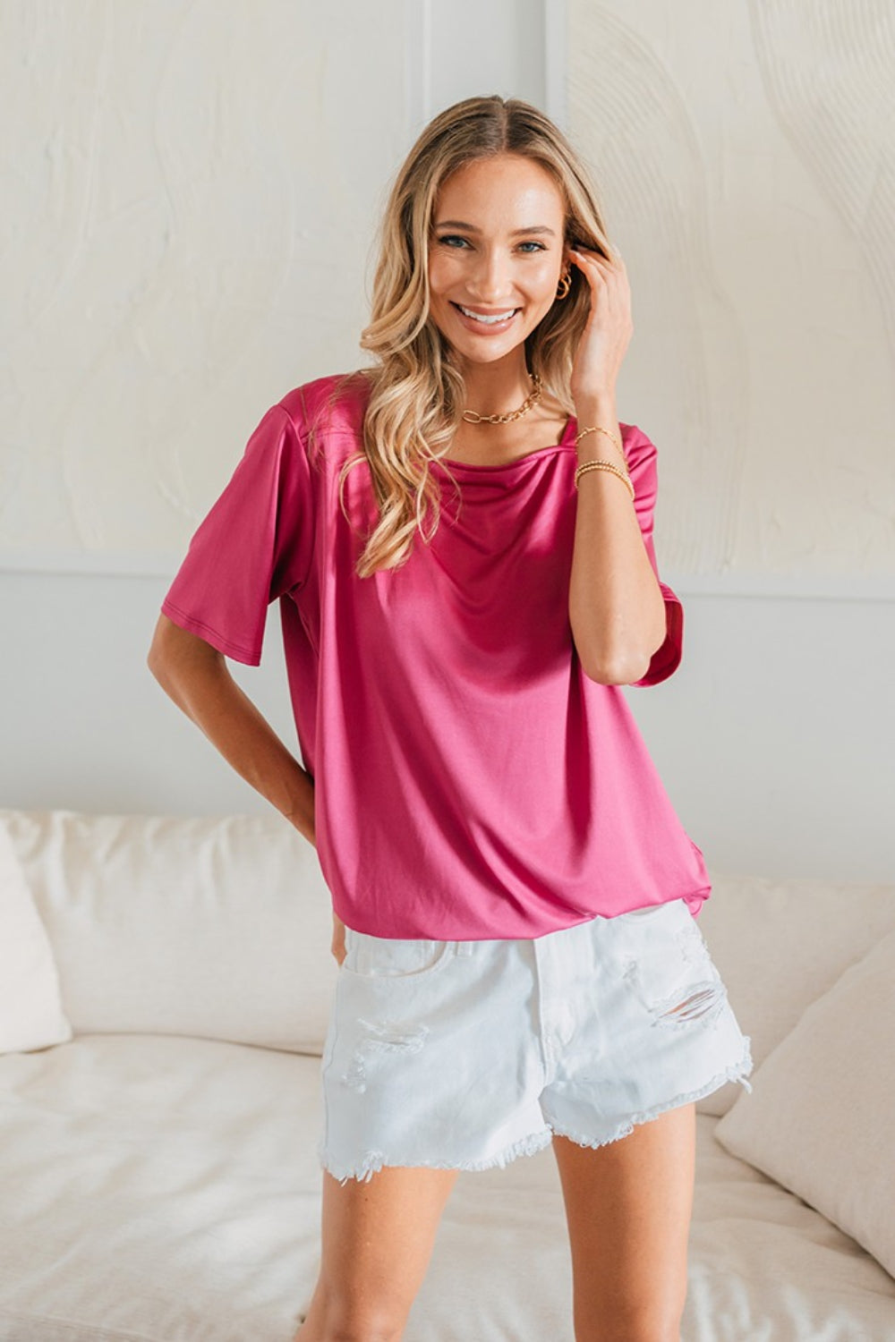 Square Neck Short Sleeve Top