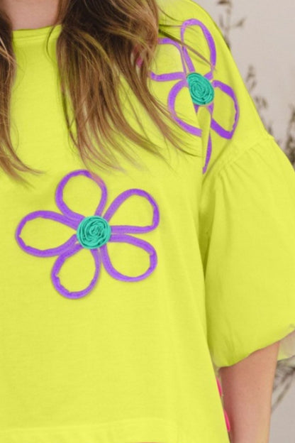 Flower Embroidery Detail T-Shirt