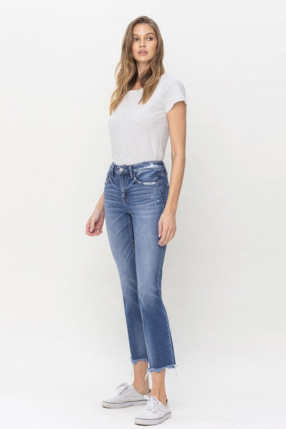 Flying Monkey Mid Rise Crop Slim Straight Jeans