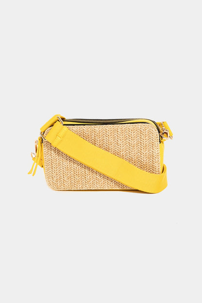 Straw Contrast Crossbody Bag