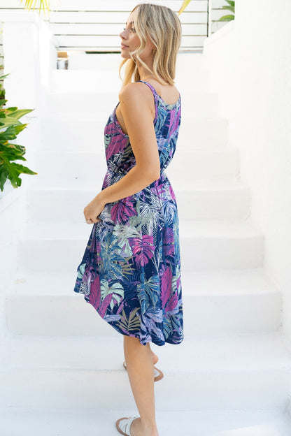 Sleeveless Tropical Print Dress