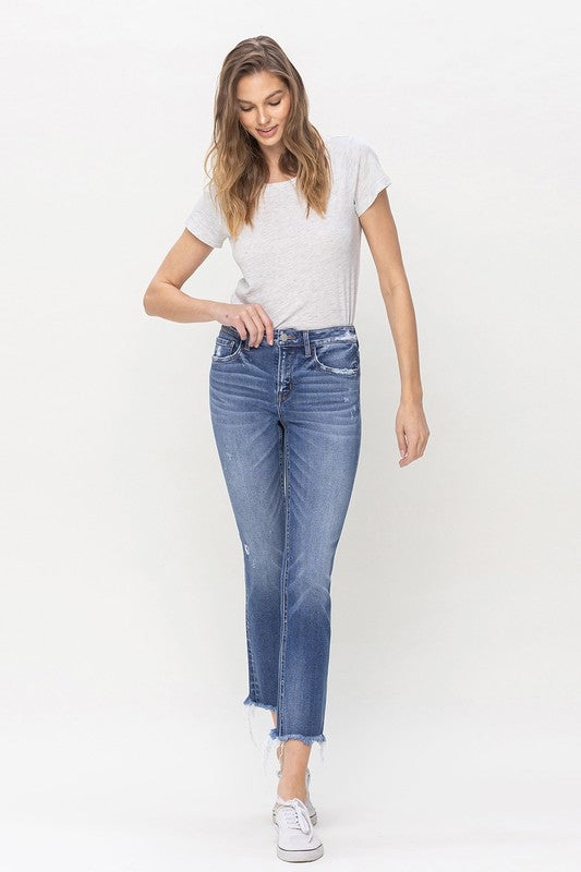 Flying Monkey Mid Rise Crop Slim Straight Jeans