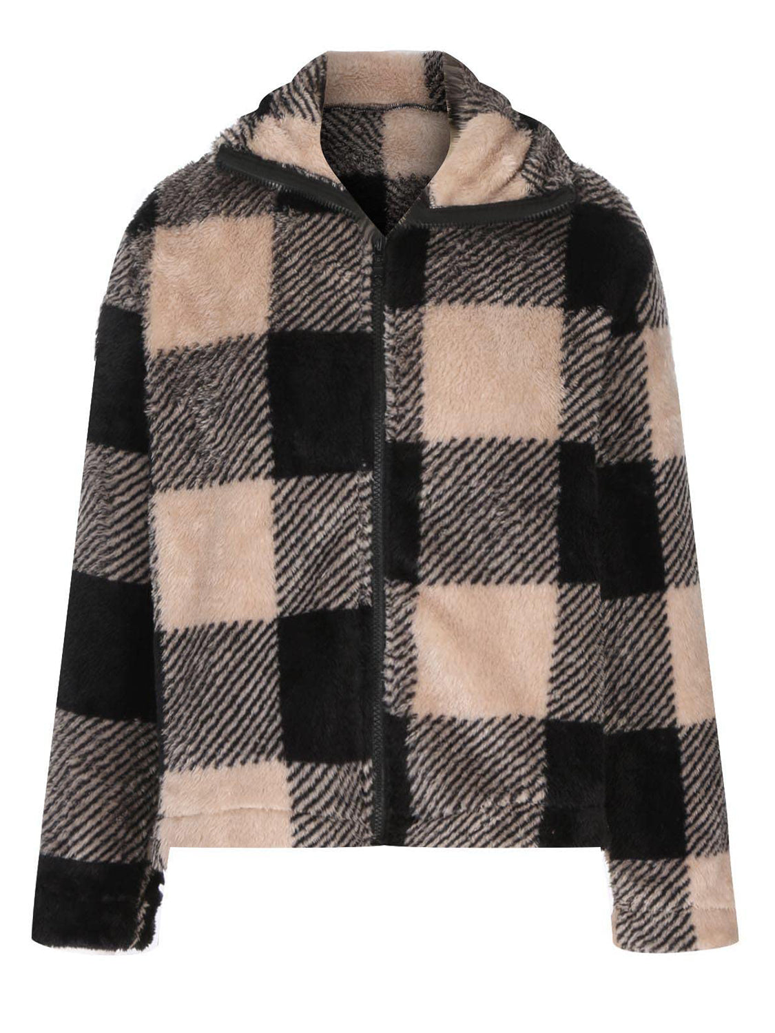 Plaid Zip Up Long Sleeve Jacket