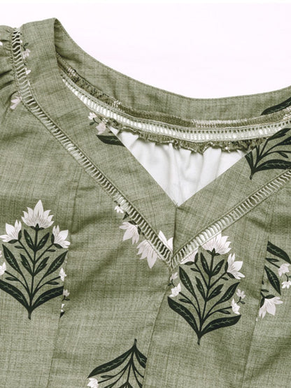 Printed V-Neck Short Sleeve Blouse