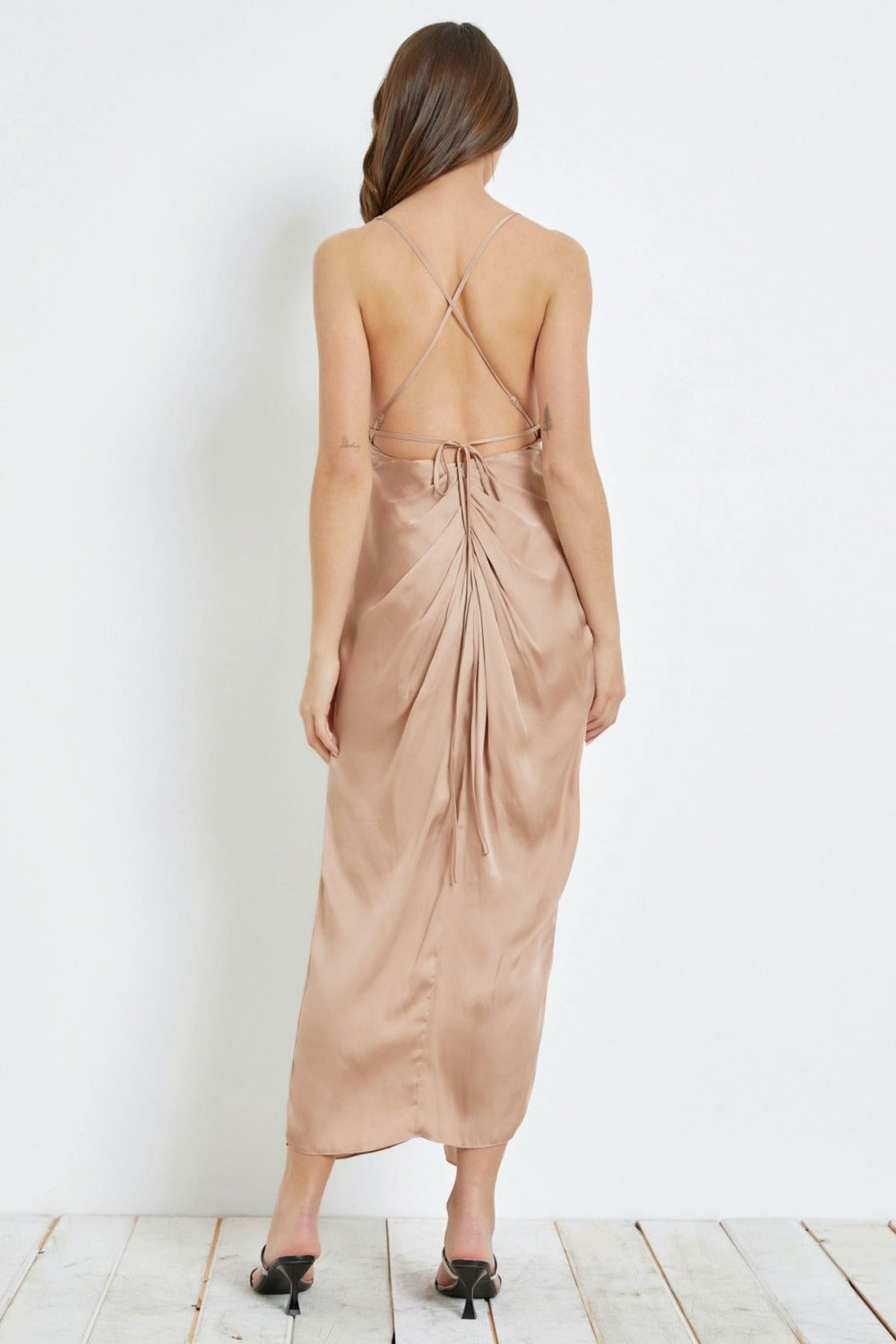 Twisted Front Slip Backless Dress