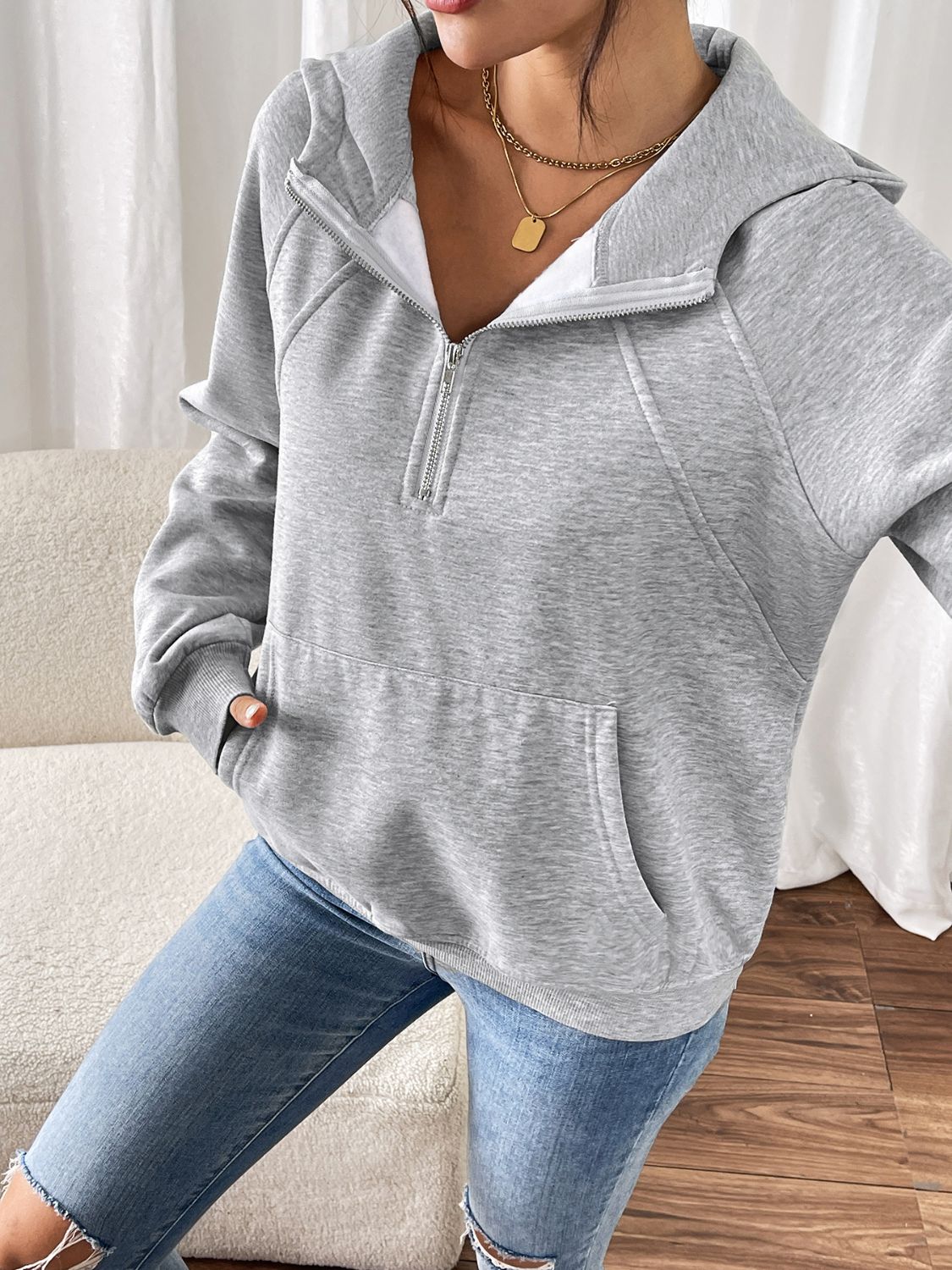 Half Zip Long Sleeve Hoodie