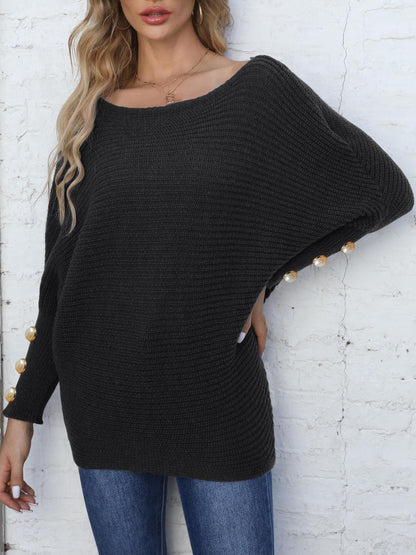 Boat Neck Long Sleeve Sweater