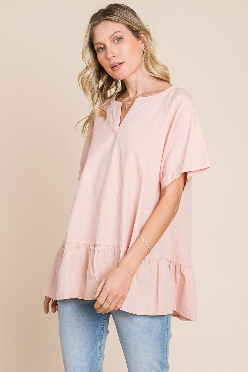 Nochted Ruffle Hem Top