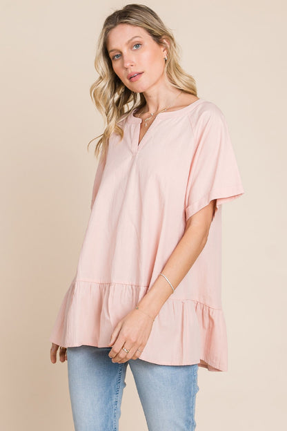 Nochted Ruffle Hem Top