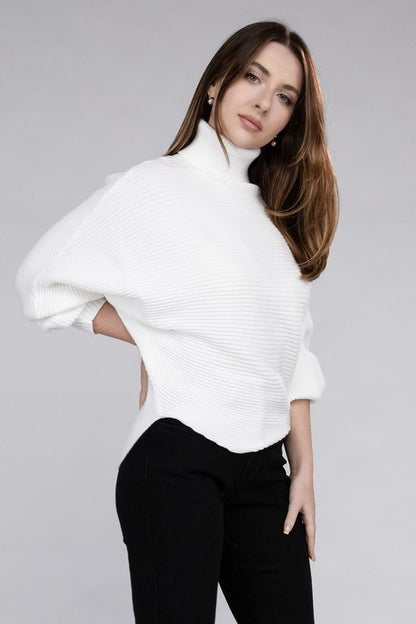 VISCOSE DOLMAN SLEEVE TURTLENECK SWEATER