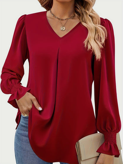 V-Neck Flounce Sleeve Top