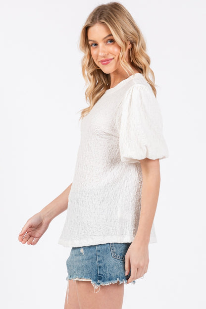 Femme Textured Puff Sleeve Top