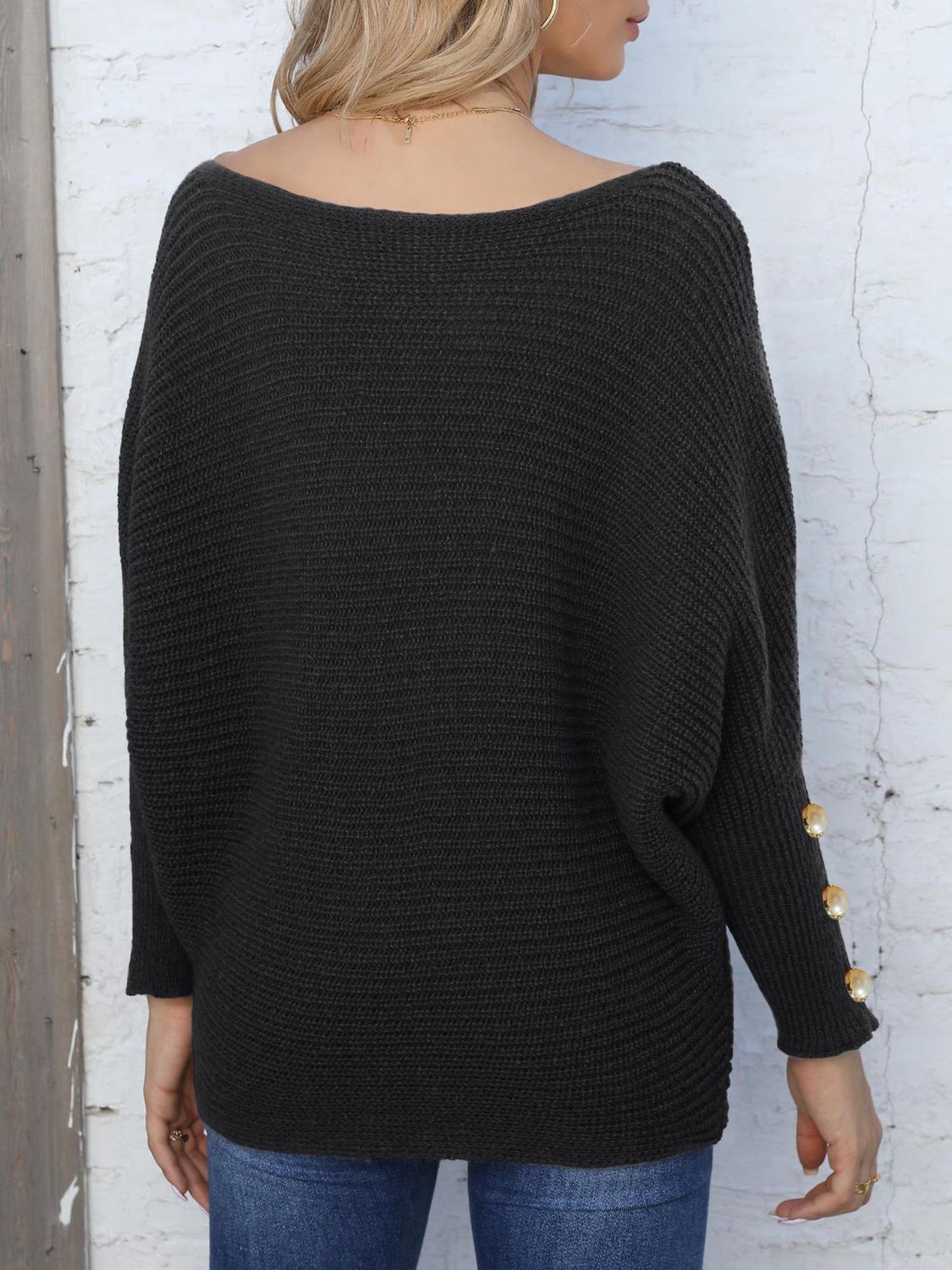 Boat Neck Long Sleeve Sweater