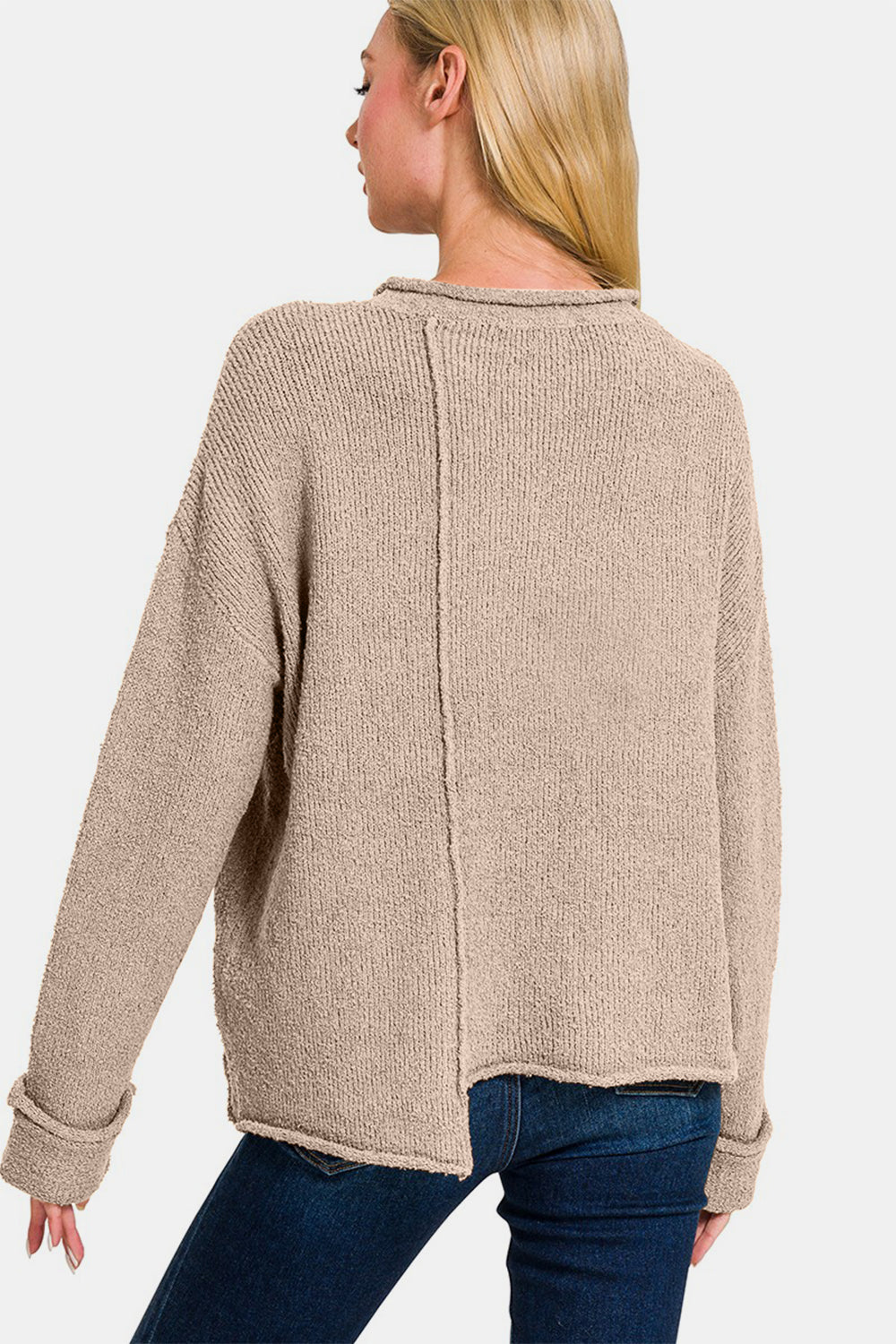 Asymmetric Hem Drop Shoulder Sweater