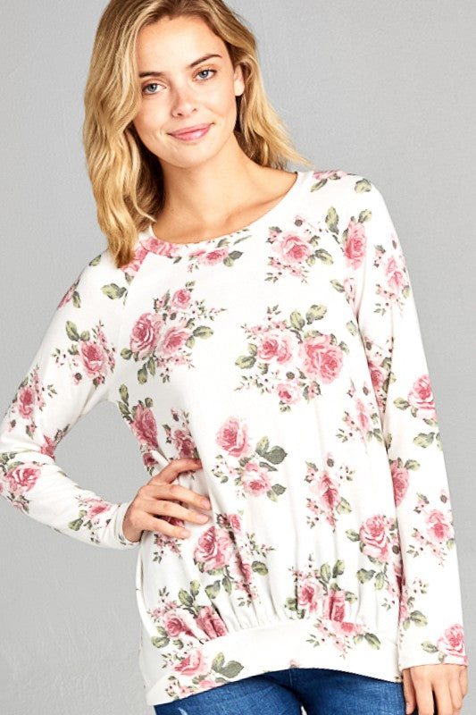 ALLOVER FLORAL SWEATSHIRT TOP