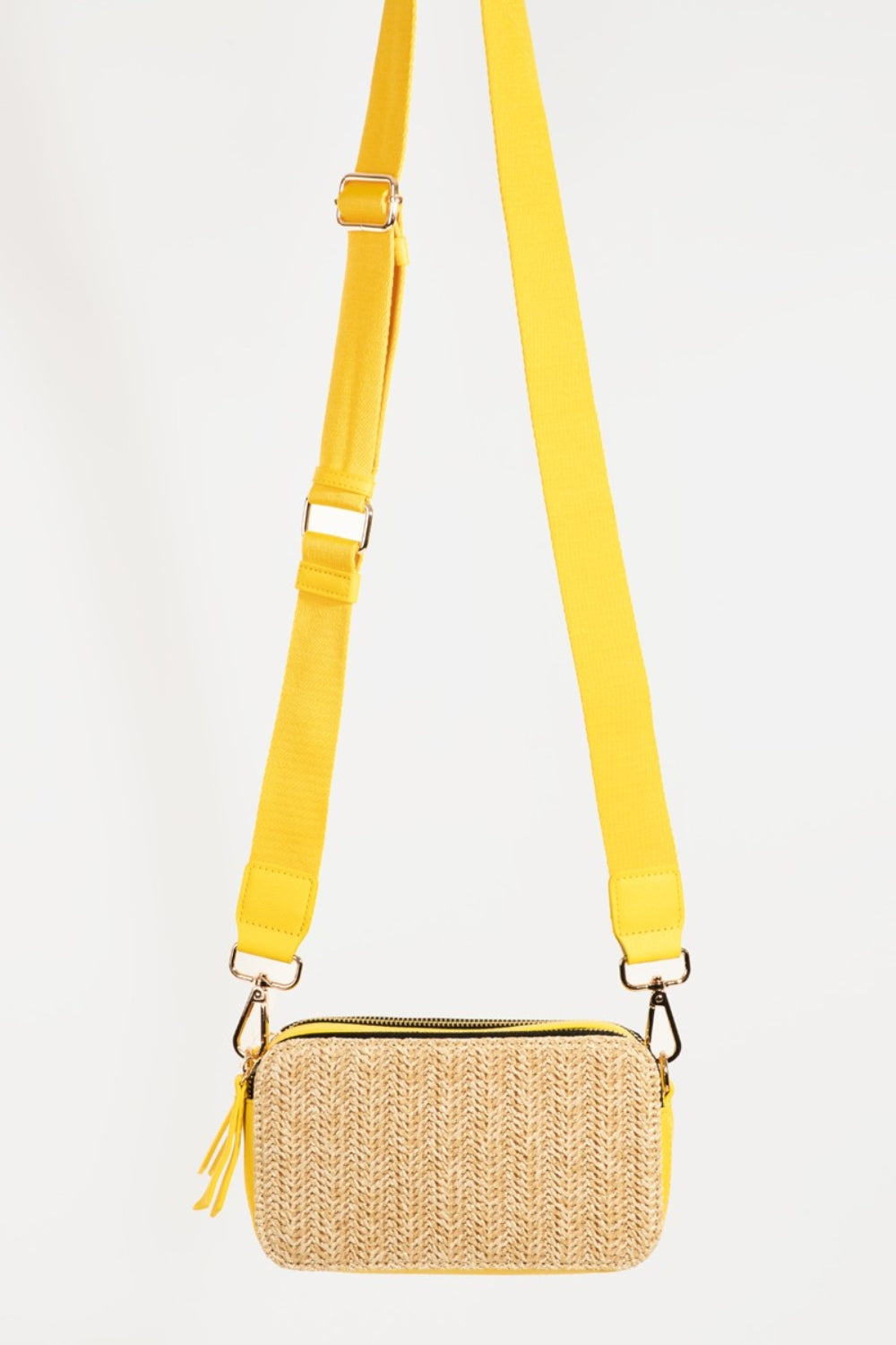 Straw Contrast Crossbody Bag