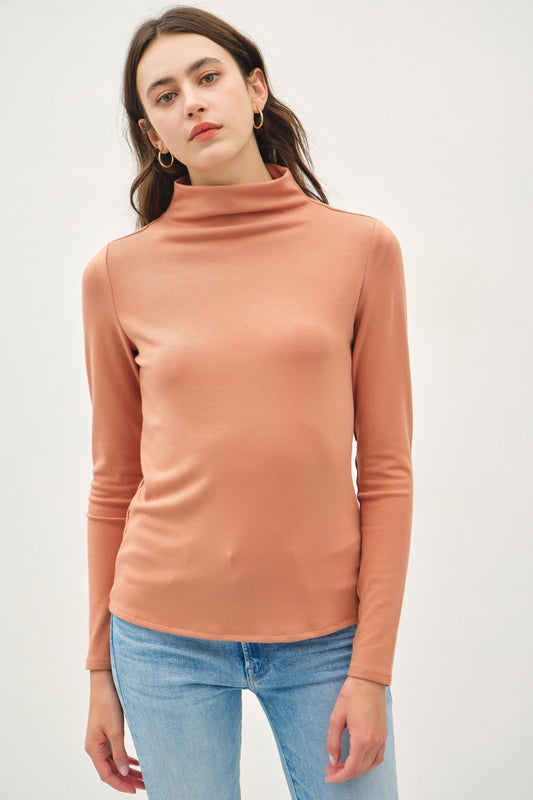 Mock Neck Long Sleeve T-Shirt