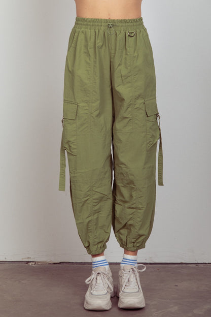 Elastic Waist Woven Cargo Pants