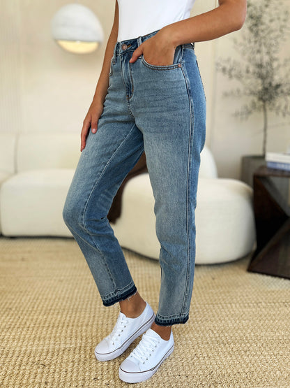 Judy Blue Mid Rise Rigid Magic Release Hem Jeans