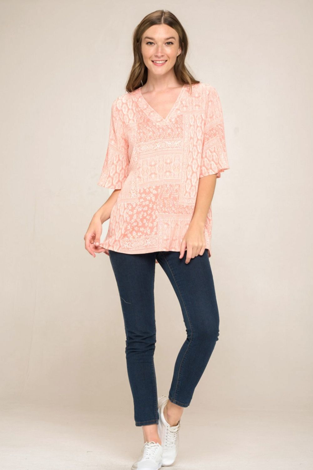 Paisley Print V-Neck Top