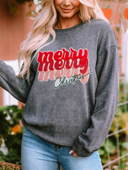 MERRY CHRISTMAS Round Neck Long Sleeve Sweatshirt