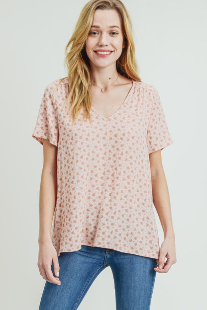 Printed V-Neck Short Sleeve T-Shirt