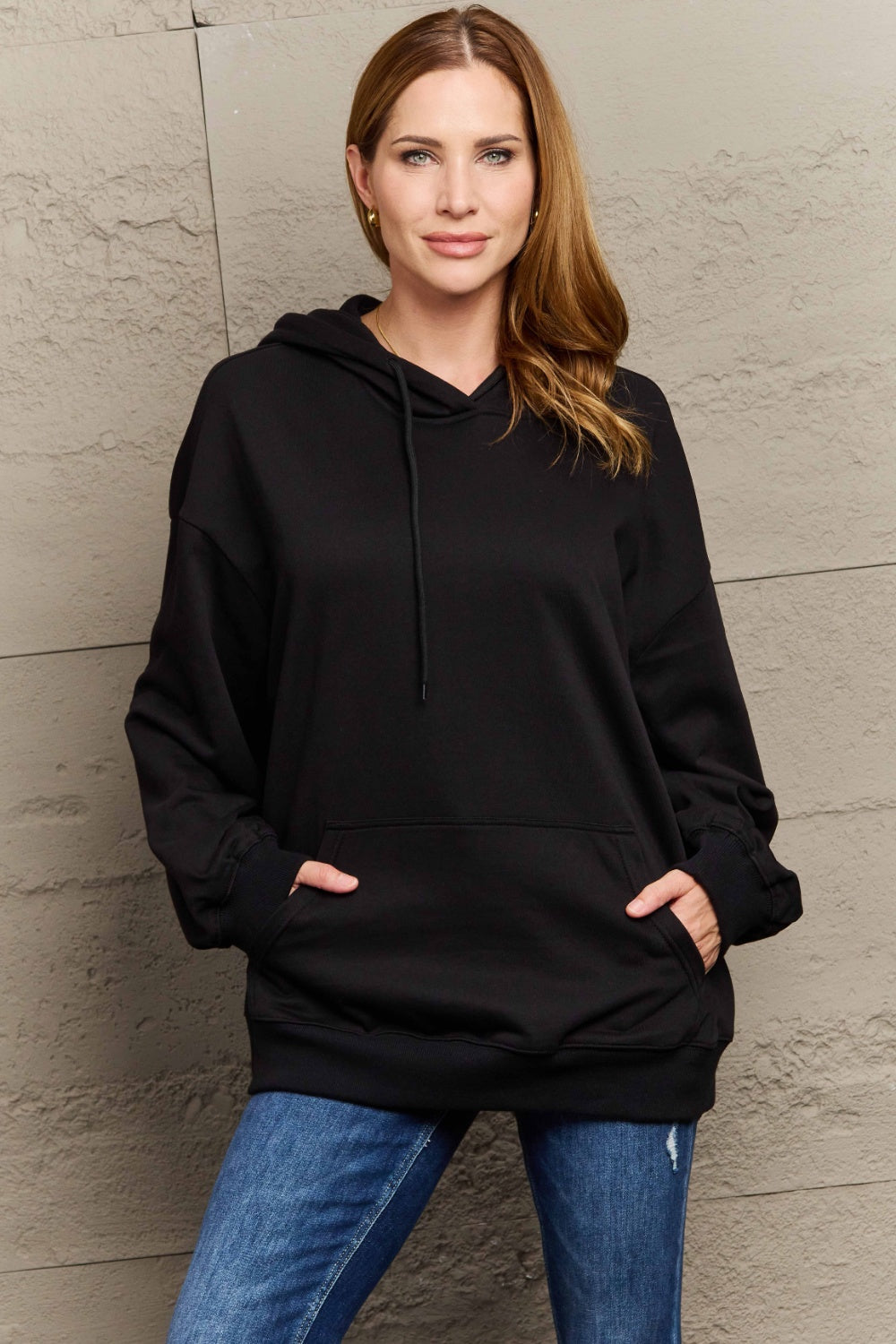 Long Sleeve Dropped Shoulder Hoodie