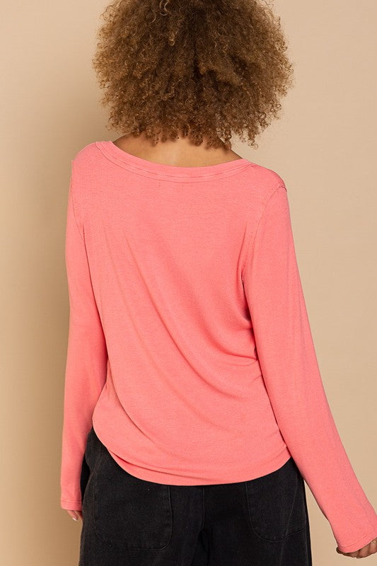 Pol  PLUS V Neck long sleeve  top