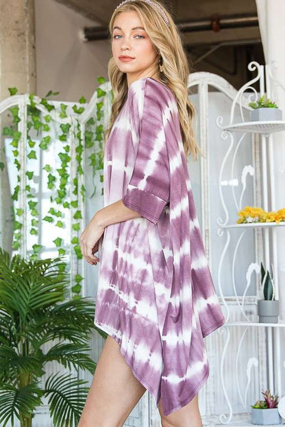 STRIPED TIE DYE ROUND NECK TUNIC