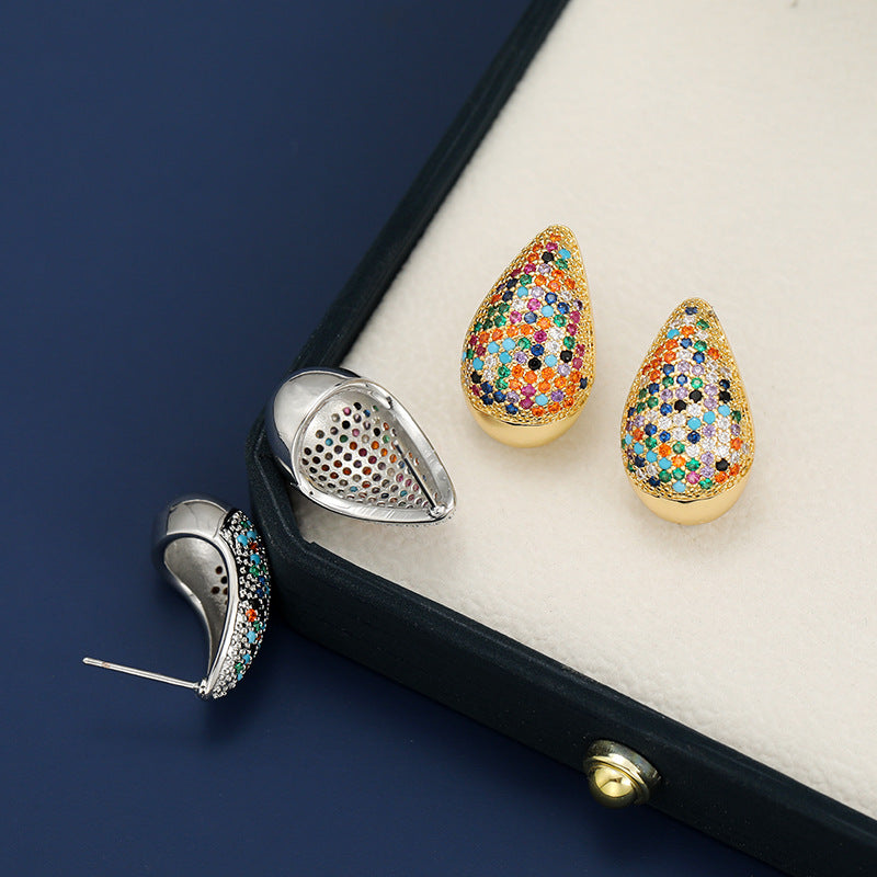 18K Gold-Plated Zircon Teardrop Earrings