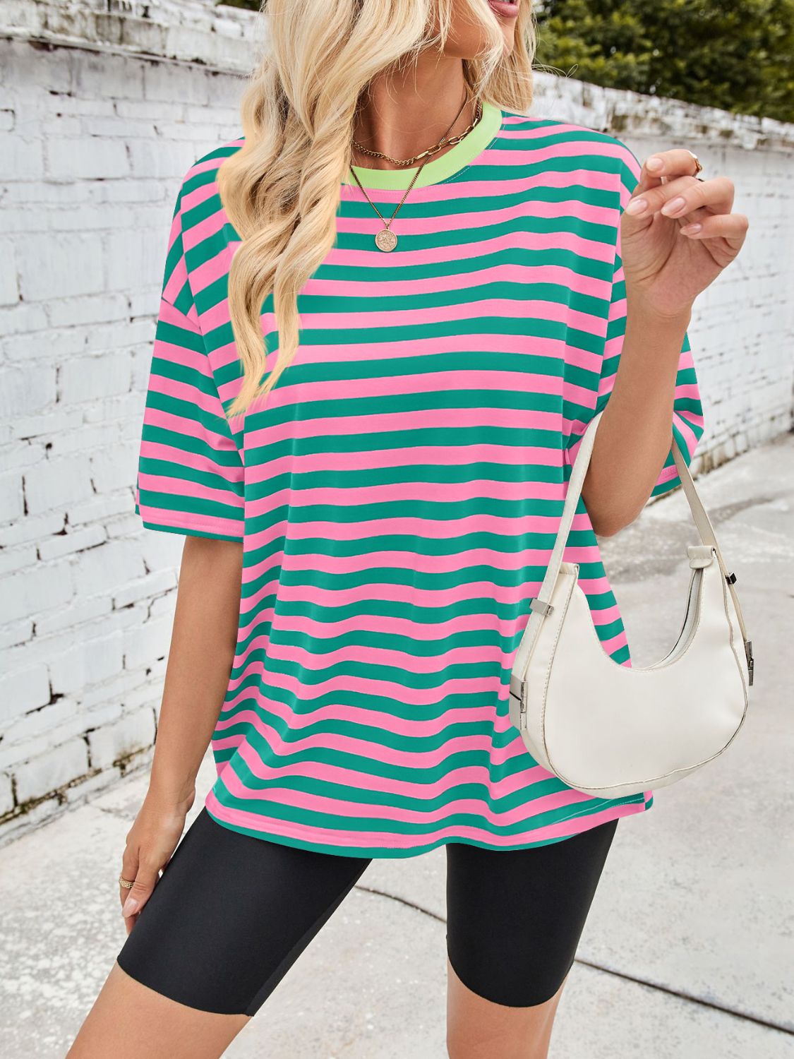 Striped Round Neck Half Sleeve T-Shirt