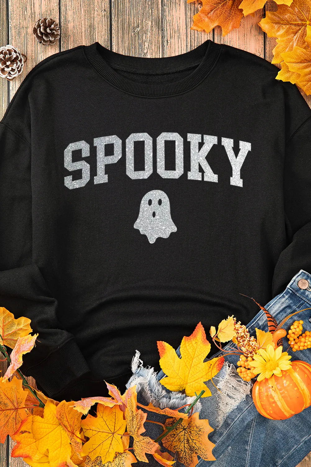 SPOOKY Round Neck Long Sleeve Sweatshirt